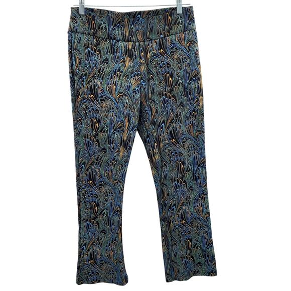 Soft Surroundings Pants - Soft Surroundings Marbled Peacock Print Pants Multicolored Womens Size L Petite